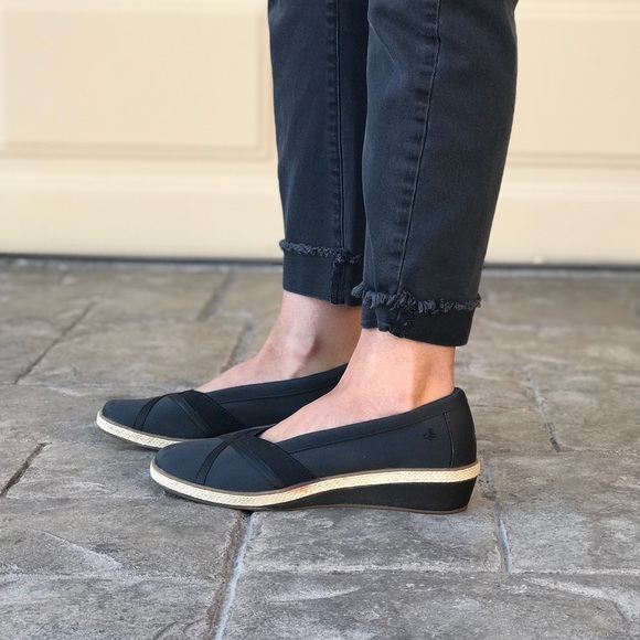 Macy's Shoes - Black Textile Cotton Espadrille Wedge Flats